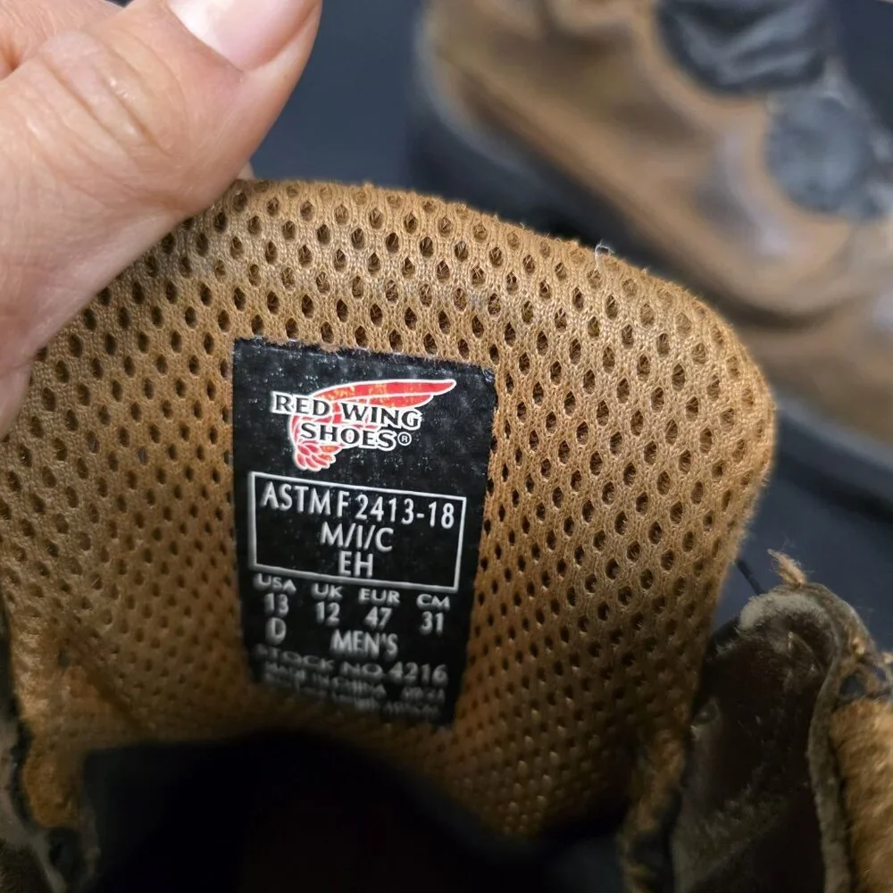 Red Wing 4216 Work Hiking Boots Men’s Size 13 D Waterproof Brown Saftey Toe